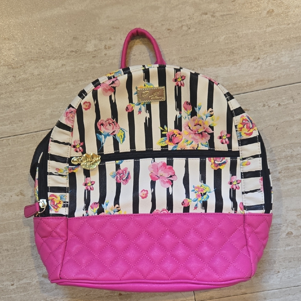 Luv Betsey by Betsey Johnson Floral Print Striped Backpack